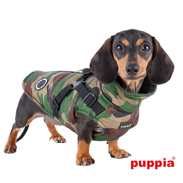 Puppia Hundemantel mit Geschirr camouflage Mops
