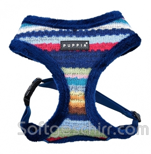 Puppia Soft Hundegeschirr Streifen blau