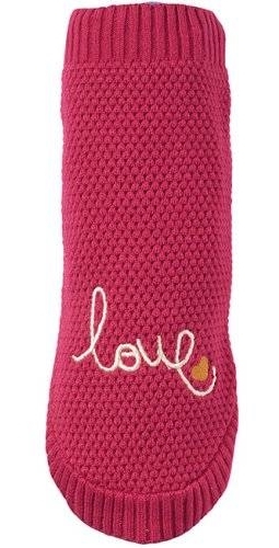 Warmer Strick Hundepullover LOVE fuchsia