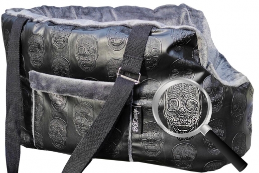 Hundetasche Black Skull schwarz-grau