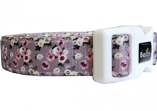 Hundehalsband Blumen rosa-pink-wei Rosen GEPOLSTERT