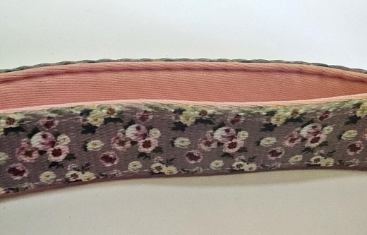 Hundehalsband Blumen rosa-pink-wei Rosen GEPOLSTERT