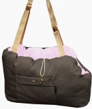 Hundetragetasche Canvas/Frottee braun-rosa exklusiv Hundetragetasche Canvas/Frottee braun-rosa exklusiv
