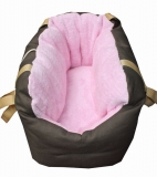 Hundetragetasche Canvas/Frottee braun-rosa exklusiv Hundetragetasche Canvas/Frottee braun-rosa exklusiv