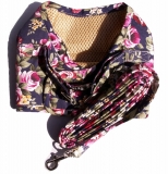 Westengeschirr mit Rosenblüten Romance blau inklusive passender Leine Westengeschirr mit Rosenblüten Romance blau inklusive passender Leine