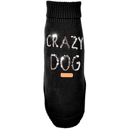 Warmer Strick Hundepullover Pailletten gold CRAZY DOG