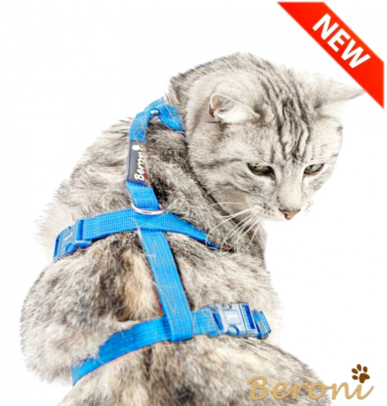 Katzen Sicherheitsgeschirr Beroni Safety Harness Classic hellblau