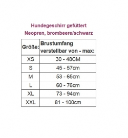 Hundegeschirr gefttert mit Neopren beere