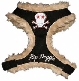 Hip Doggie Geschirr Skull black Velour mit Fell