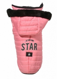 Hundemantel Winter mit Teddyfutter wetterfest rosa STAR