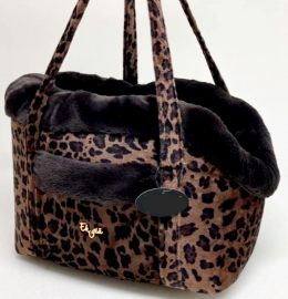 Exklusive Winter Hundetasche Fell braun Leopard