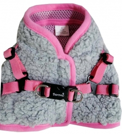 Beroni Jacket Harness Winterweste TEDDY grau-rosa